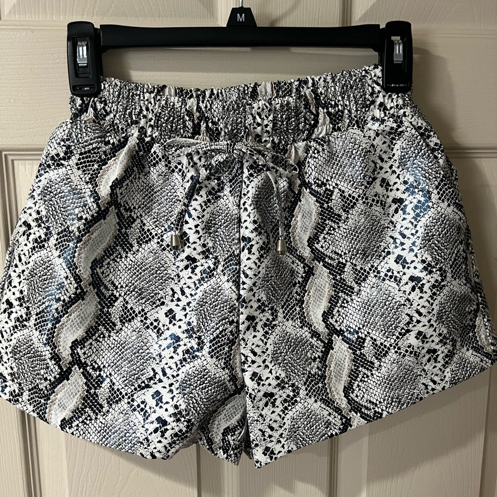 Fashion Nova pleather high waisted snake skin shorts